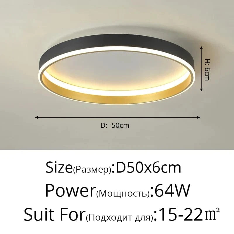 Plafonnier LED Design Nordique Moderne pour Salon | Marco Lucetti Noir 50cm 64w / Intensité variable avec télécommande