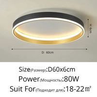 Plafonnier LED Design Nordique Moderne pour Salon | Marco Lucetti Noir 60cm 80w / Intensité variable avec télécommande