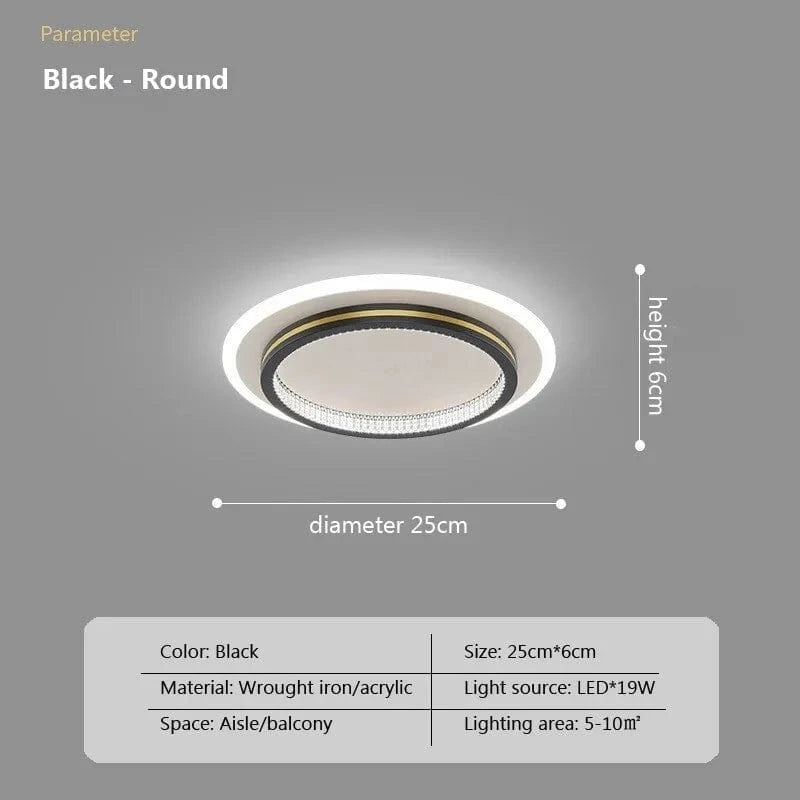Plafonnier LED design pour l'entrée : luminaires d'intérieur avec abat-jour en cristal | Marco Lucetti LCL016 A-Noir / Blanc chaud