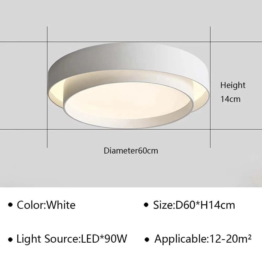 Plafonnier LED Design Ultra-mince pour Salon Salle à Manger Chambre Hall | Marco Lucetti Blanc 60CM / Gradation continue (RC)