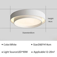 Plafonnier LED Design Ultra-mince pour Salon Salle à Manger Chambre Hall | Marco Lucetti Blanc 60CM / Gradation continue (RC)