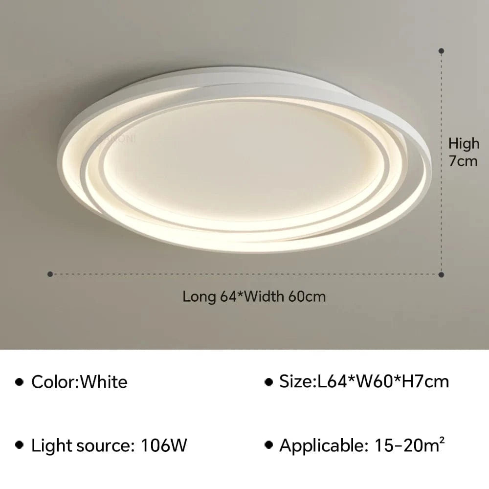 Plafonnier LED Design Ultra-mince pour Salon Salle à Manger Chambre Hall | Marco Lucetti Blanc 64CM / Tricolore (pas de RC)