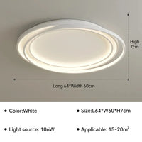 Plafonnier LED Design Ultra-mince pour Salon Salle à Manger Chambre Hall | Marco Lucetti Blanc 64CM / Tricolore (pas de RC)