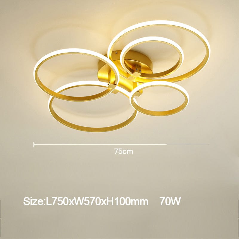 Plafonnier LED Design Vexler | Marco Lucetti 5 anneaux - 75 x 57 cm