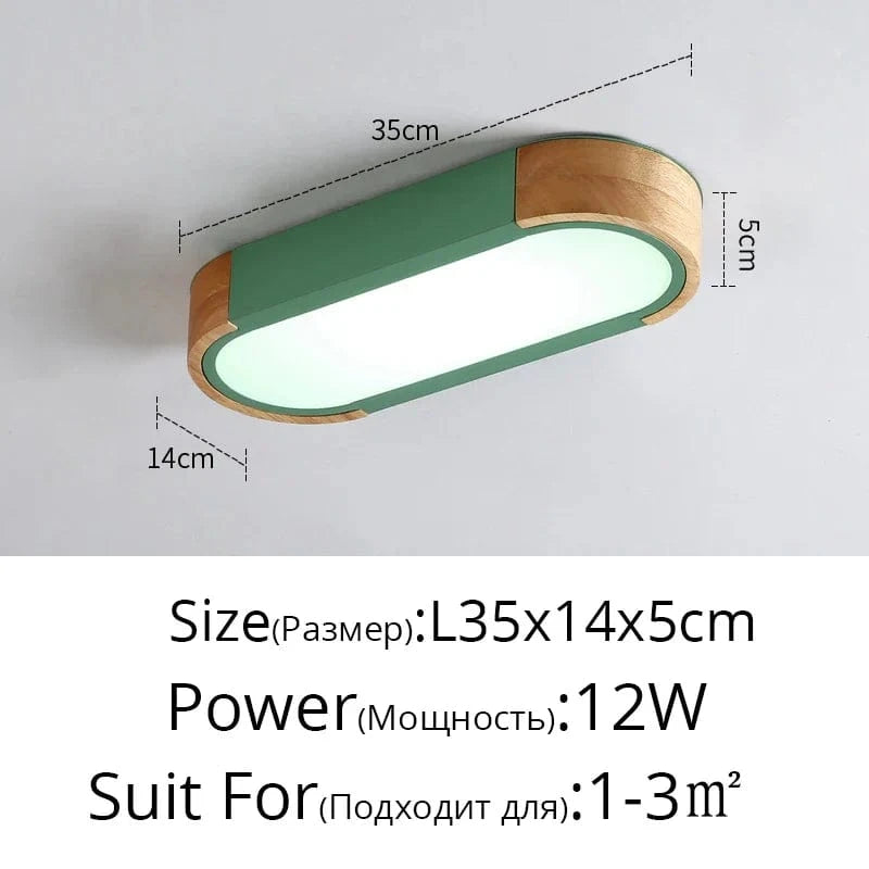 Plafonnier LED dimmable en bois - Idéal pour tous les espaces | Marco Lucetti 35x14x5CM Vert / Lumière chaude