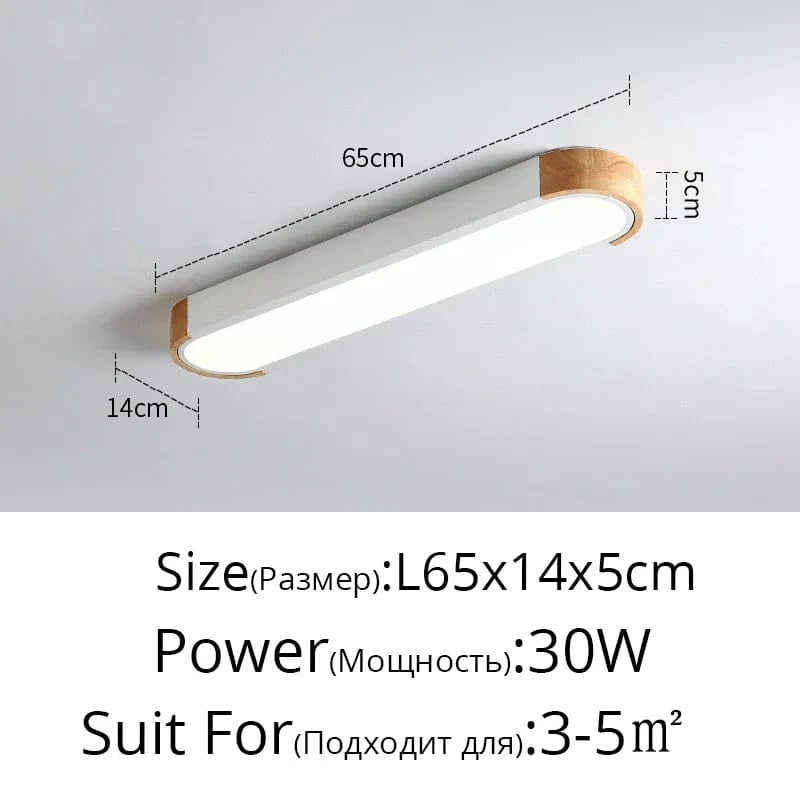 Plafonnier LED dimmable en bois - Idéal pour tous les espaces | Marco Lucetti 65x14x5CM Blanc / Lumière blanche