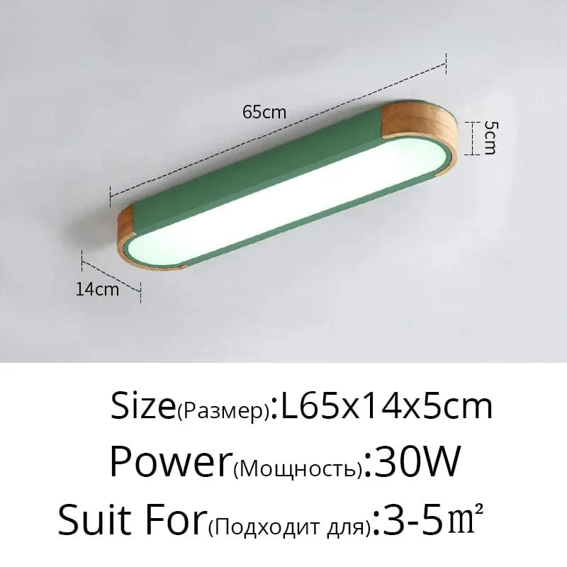 Plafonnier LED dimmable en bois - Idéal pour tous les espaces | Marco Lucetti 65x14x5CM Vert / Lumière blanche