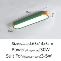 Plafonnier LED dimmable en bois - Idéal pour tous les espaces | Marco Lucetti 65x14x5CM Vert / Lumière blanche