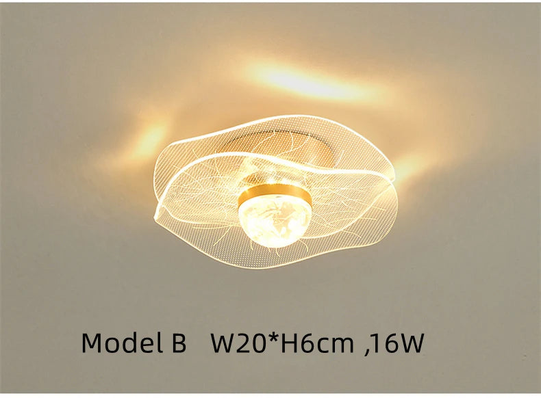 Plafonnier LED Doré Nordic Brand, Acrylique Moderne