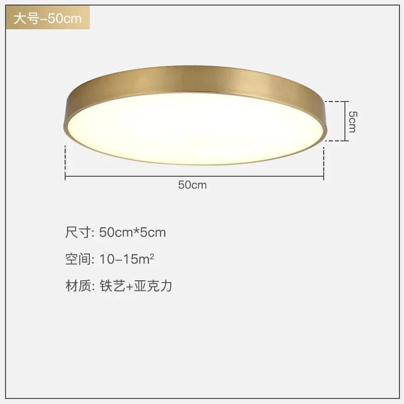 Plafonnier LED Doré Ultrafin | Marco Lucetti Diamètre 50cm 36W / Gradation à distance