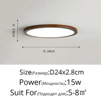 Plafonnier LED en bois authentique pour éclairage intérieur - Lumin'Wood | Marco Lucetti Noyer 24cm / Blanc froid Pas de télécommande