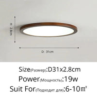 Plafonnier LED en bois authentique pour éclairage intérieur - Lumin'Wood | Marco Lucetti Noyer 31cm / Blanc froid Pas de télécommande