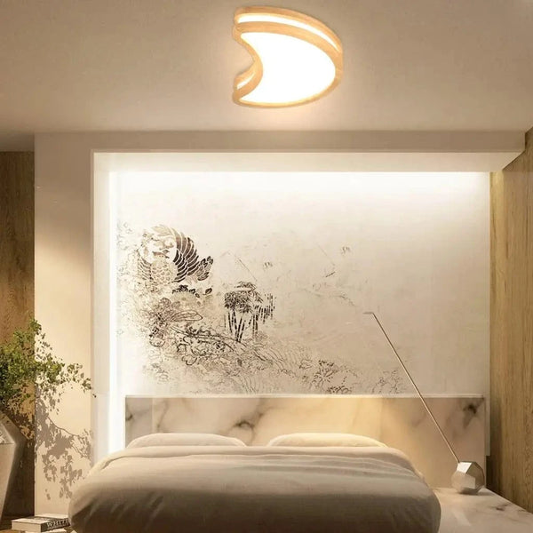 Plafonnier Led en bois avec lune - Élégance Naturelle | Marco Lucetti