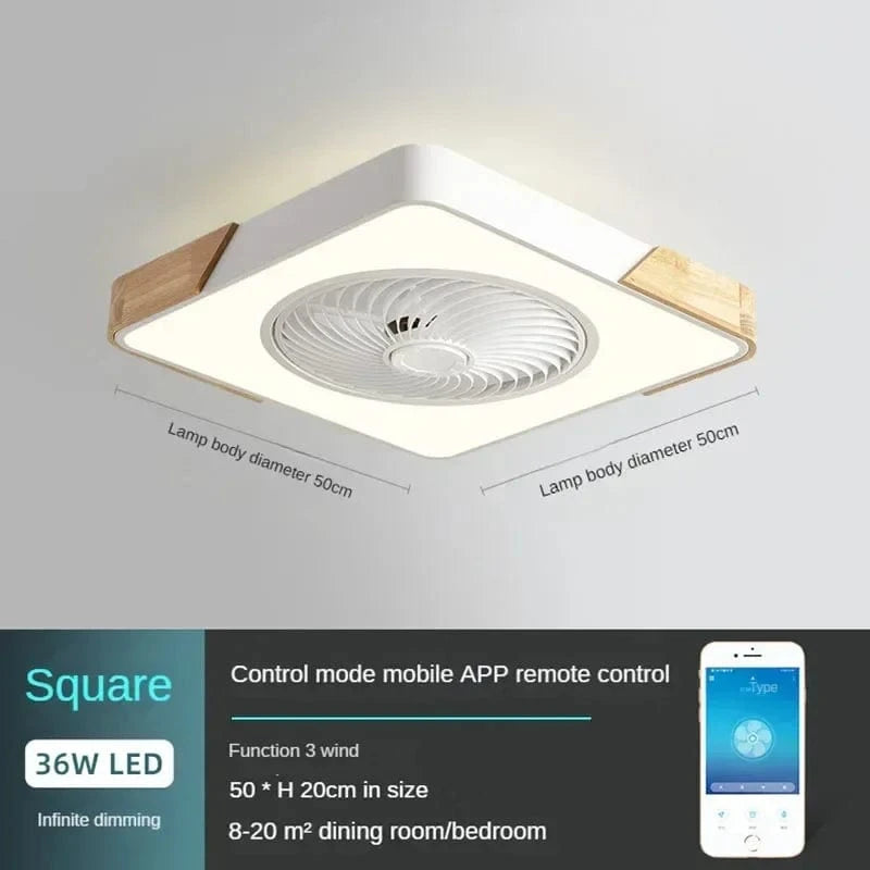 Plafonnier LED en bois design moderne avec ventilateur et télécommande | Marco Lucetti Blanc1 / 110V