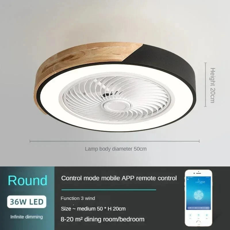 Plafonnier LED en bois design moderne avec ventilateur et télécommande | Marco Lucetti Noir / 110V
