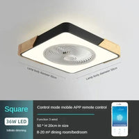 Plafonnier LED en bois design moderne avec ventilateur et télécommande | Marco Lucetti Noir3 / 110V