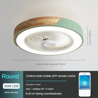 Plafonnier LED en bois design moderne avec ventilateur et télécommande | Marco Lucetti Vert / 110V