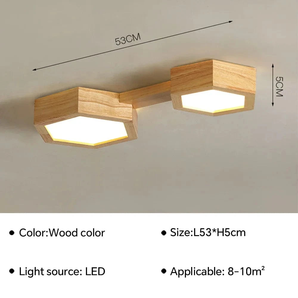 Plafonnier LED en bois design moderne | Marco Lucetti Bois B 2têtes / Blanc chaud (pas de RC)