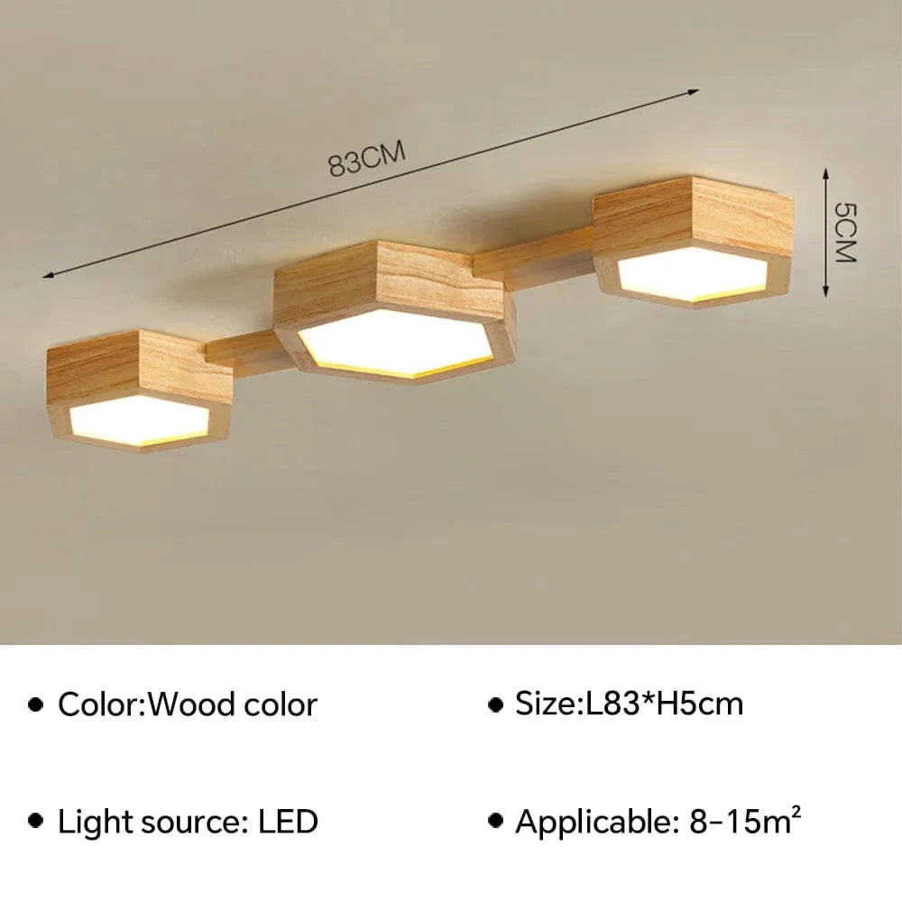 Plafonnier LED en bois design moderne | Marco Lucetti Bois B 3 têtes / Blanc chaud (pas de RC)