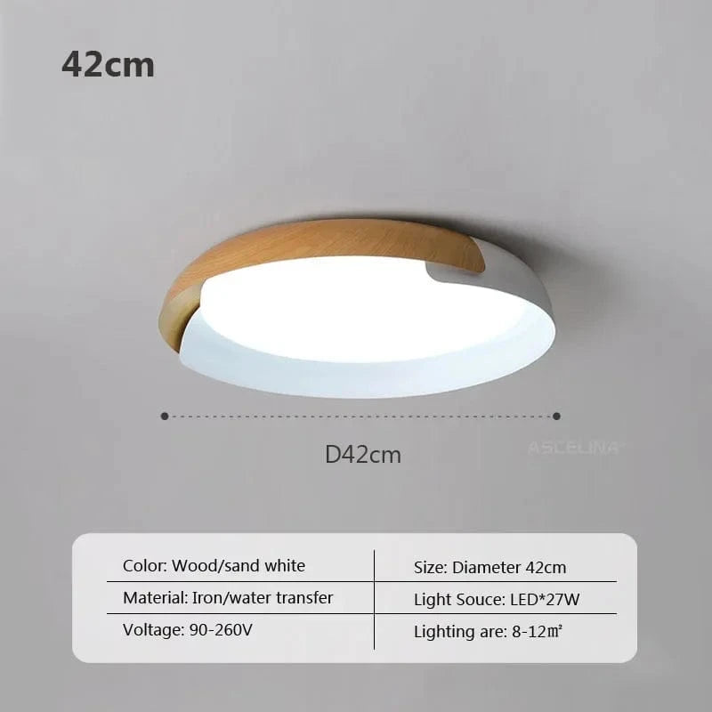 Plafonnier LED en bois design nordique contemporain | Marco Lucetti B42CM / 3 couleurs claires