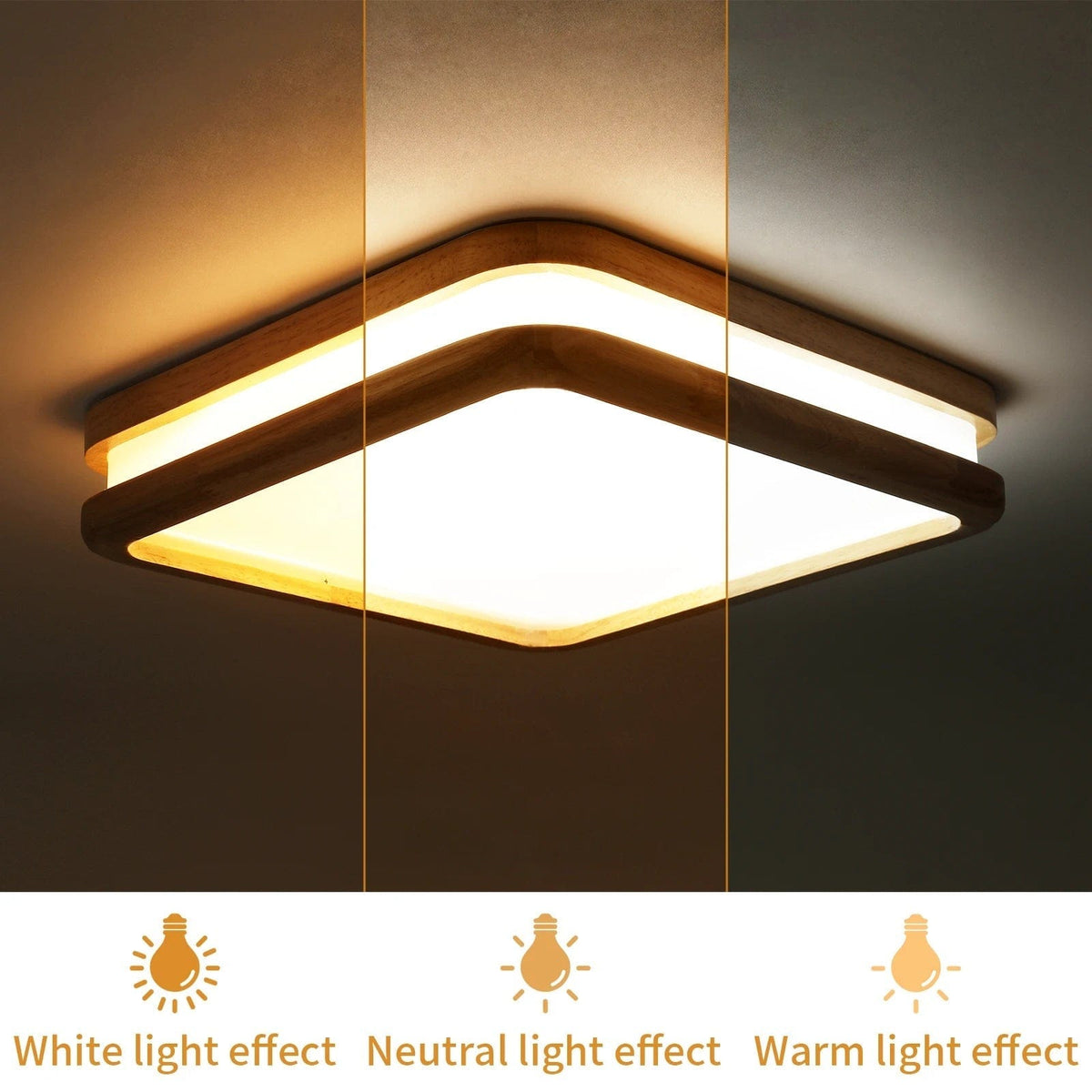 Plafonnier LED en bois - Lampe carrée nordique moderne - Décoration lumineuse pour maison et bureau | Marco Lucetti