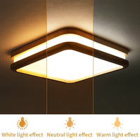 Plafonnier LED en bois - Lampe carrée nordique moderne - Décoration lumineuse pour maison et bureau | Marco Lucetti