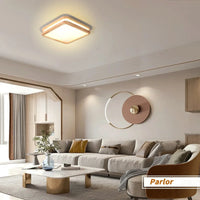 Plafonnier LED en bois - Lampe carrée nordique moderne - Décoration lumineuse pour maison et bureau | Marco Lucetti