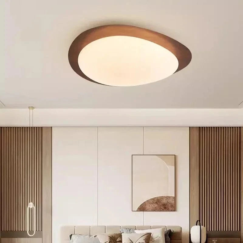 Plafonnier LED en bois nordique avec galets noyer et acrylique | Marco Lucetti