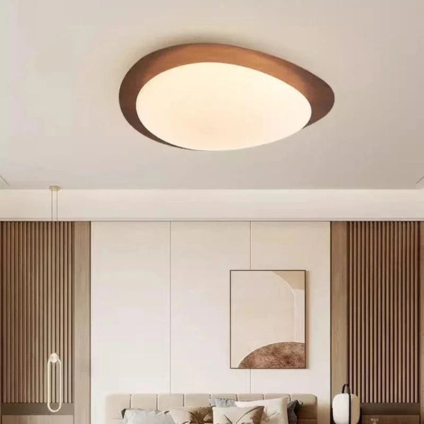 Plafonnier LED en bois nordique avec galets noyer et acrylique | Marco Lucetti