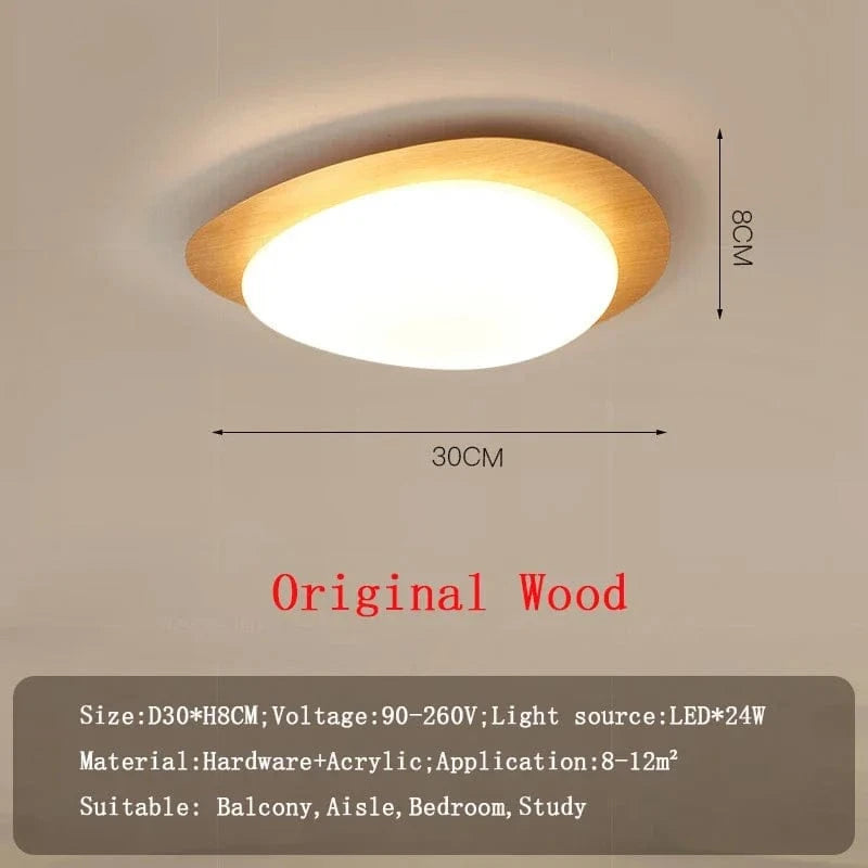 Plafonnier LED en bois nordique avec galets noyer et acrylique | Marco Lucetti Bois d&#39;origine 30CM / Lumière neutre