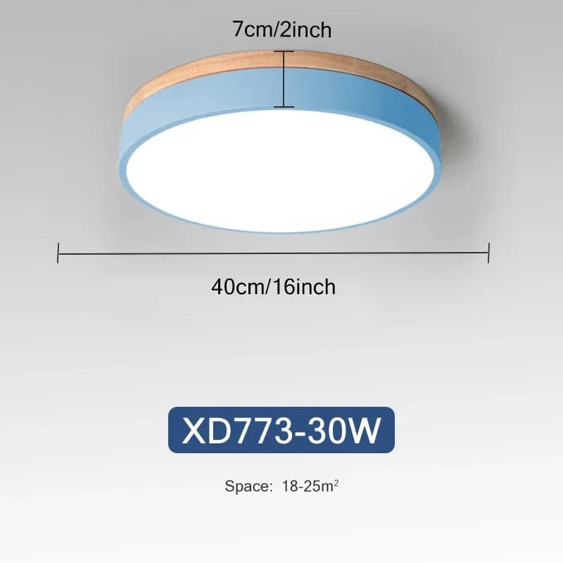Plafonnier LED en bois nordique avec lumières ajustables | Marco Lucetti Bleu 30W / Blanc naturel
