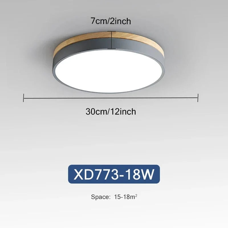 Plafonnier LED en bois nordique avec lumières ajustables | Marco Lucetti Gris 18W / Blanc naturel