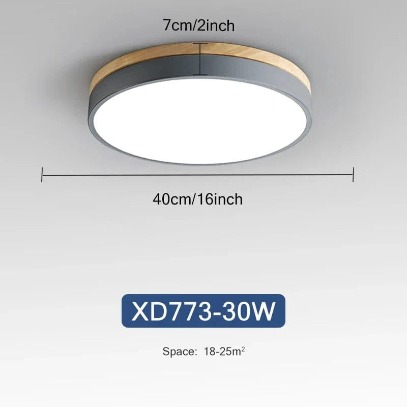 Plafonnier LED en bois nordique avec lumières ajustables | Marco Lucetti Gris 30W / Blanc naturel