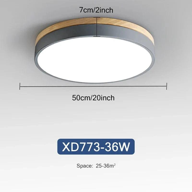 Plafonnier LED en bois nordique avec lumières ajustables | Marco Lucetti Gris 36W / 3 couleurs réglables
