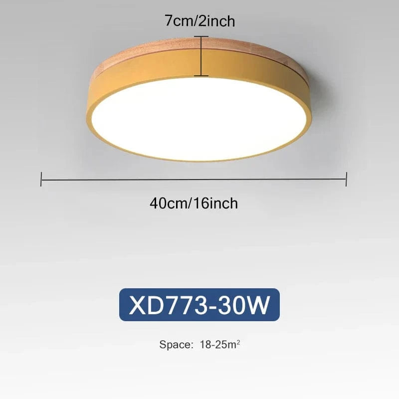 Plafonnier LED en bois nordique avec lumières ajustables | Marco Lucetti Jaune 30W / Blanc naturel