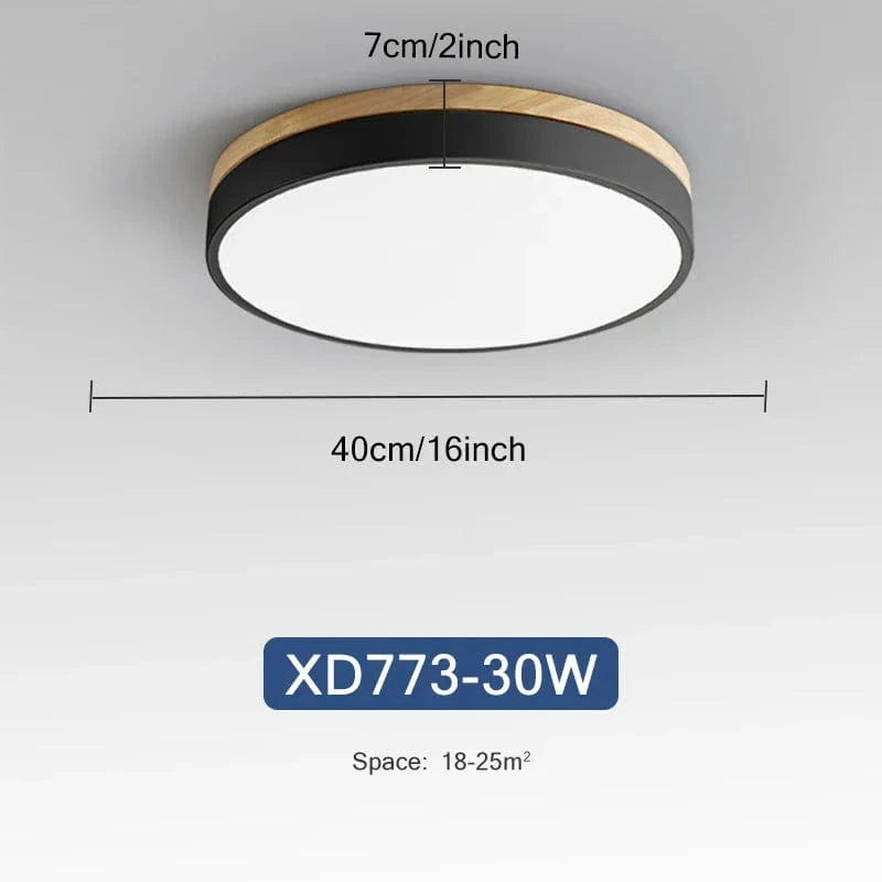 Plafonnier LED en bois nordique avec lumières ajustables | Marco Lucetti Noir 30W / Blanc naturel