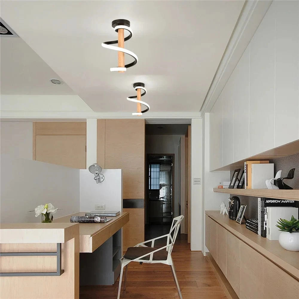 Plafonnier LED en Bois Ondulé Design Moderne - Long Tube Décoratif | Marco Lucetti