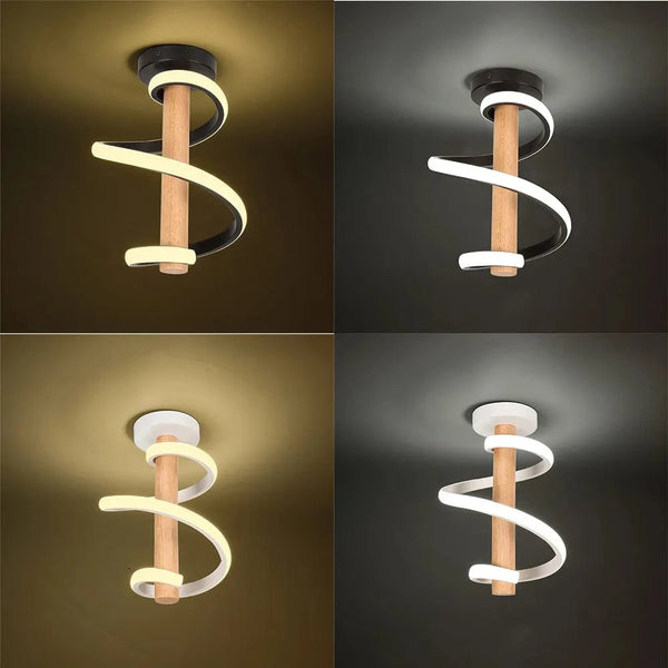 Plafonnier LED en Bois Ondulé Design Moderne - Long Tube Décoratif | Marco Lucetti
