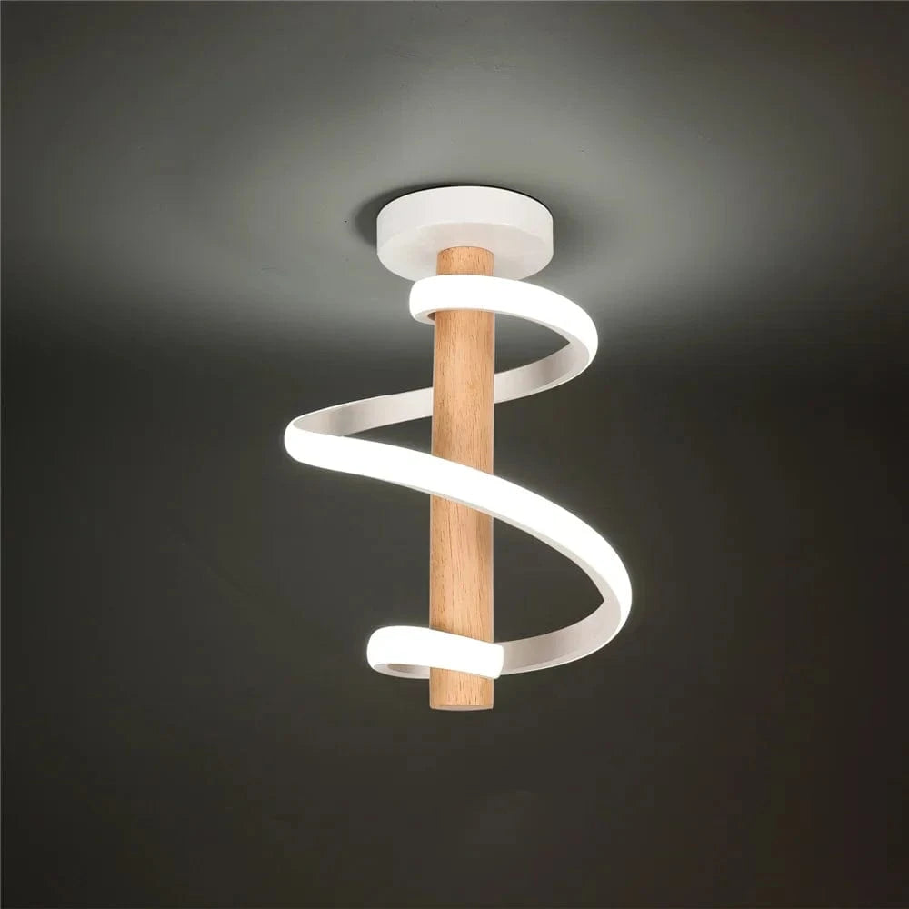 Plafonnier LED en Bois Ondulé Design Moderne - Long Tube Décoratif | Marco Lucetti Lumière blanche-blanche
