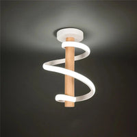 Plafonnier LED en Bois Ondulé Design Moderne - Long Tube Décoratif | Marco Lucetti Lumière blanche-blanche