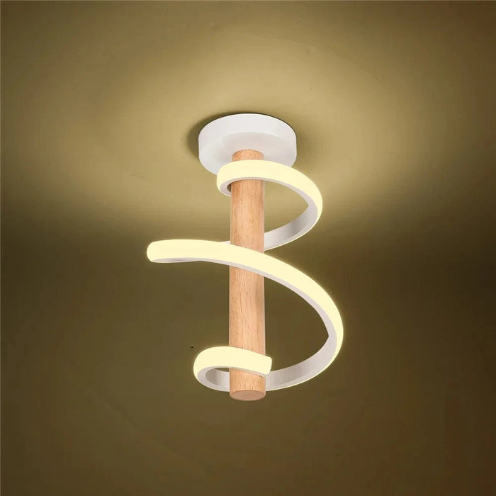 Plafonnier LED en Bois Ondulé Design Moderne - Long Tube Décoratif | Marco Lucetti Lumière blanche-chaude