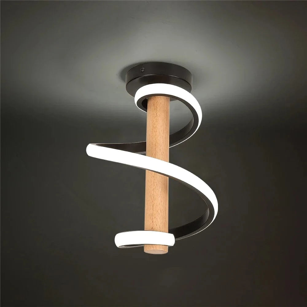 Plafonnier LED en Bois Ondulé Design Moderne - Long Tube Décoratif | Marco Lucetti Lumière noir-blanc
