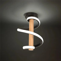 Plafonnier LED en Bois Ondulé Design Moderne - Long Tube Décoratif | Marco Lucetti Lumière noir-blanc