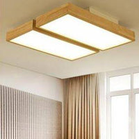 Plafonnier LED en bois rectangulaire | Marco Lucetti 2 lampes