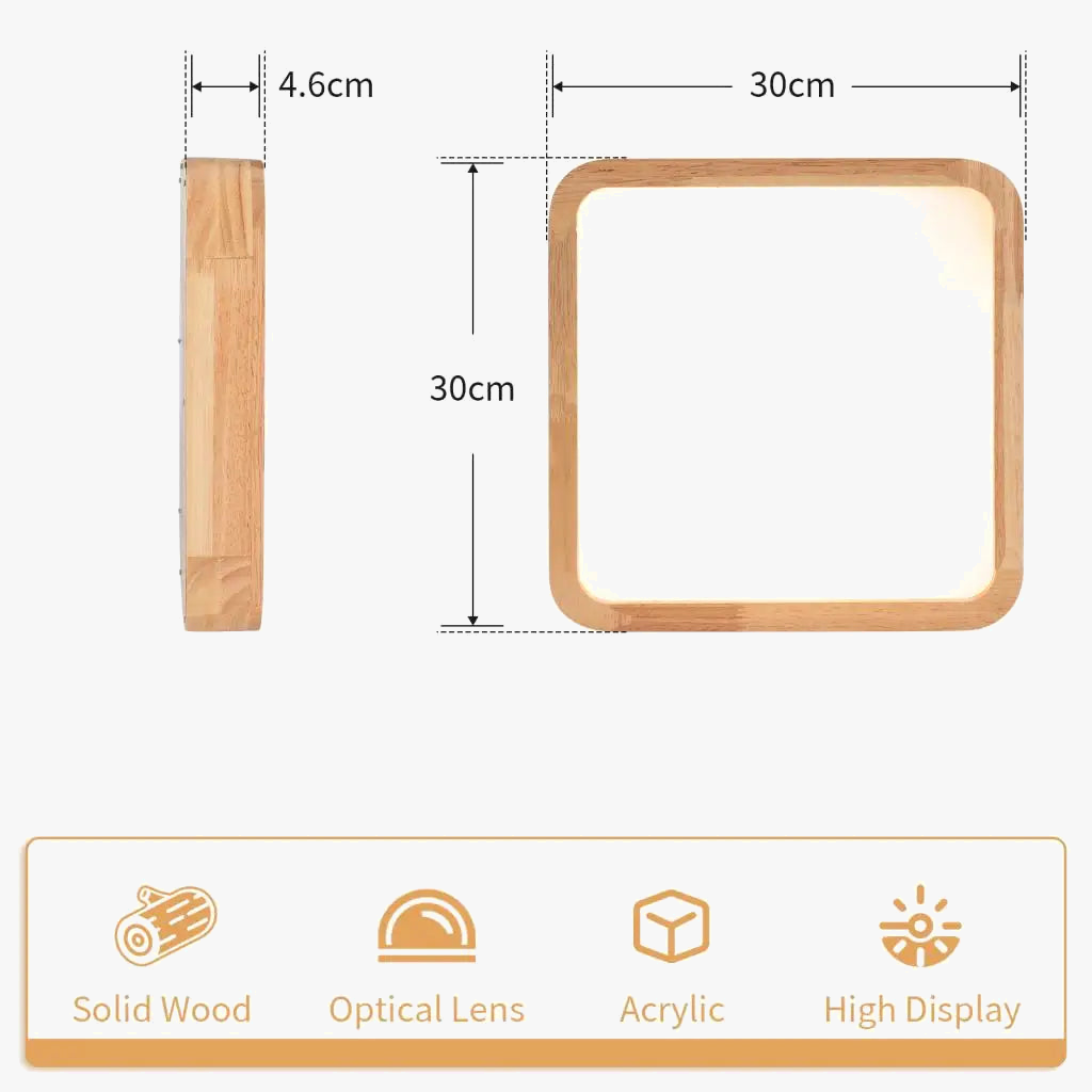 Plafonnier LED en bois Ultra-fin - Design nordique moderne