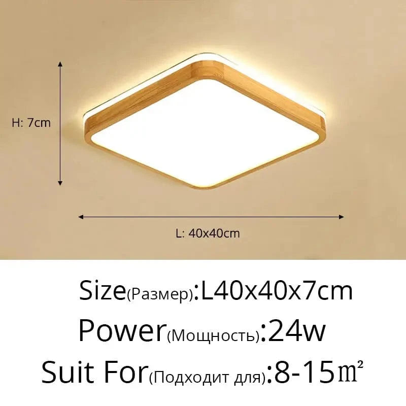 Plafonnier LED en bois véritable au design moderne - Parfait pour toutes vos pièces | Marco Lucetti 40x40x7cm / Blanc froid