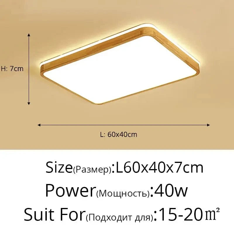 Plafonnier LED en bois véritable au design moderne - Parfait pour toutes vos pièces | Marco Lucetti 60x40x7cm / Blanc froid