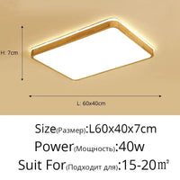 Plafonnier LED en bois véritable au design moderne - Parfait pour toutes vos pièces | Marco Lucetti 60x40x7cm / Blanc froid