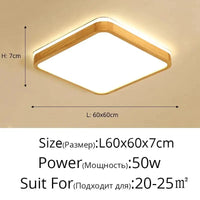 Plafonnier LED en bois véritable au design moderne - Parfait pour toutes vos pièces | Marco Lucetti 60x60x7cm / Blanc froid