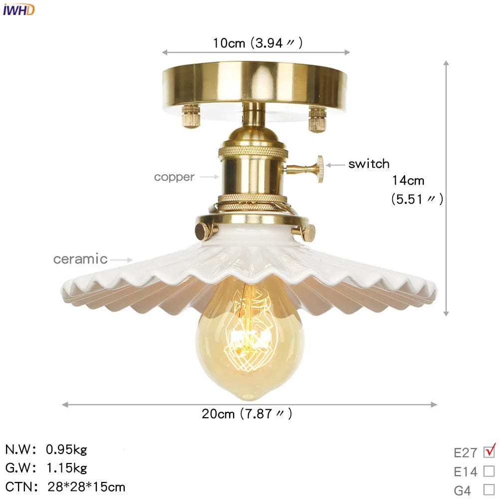 Plafonnier LED en Céramique Style Nordique et Cuivre IWHD Lamparas de Techo | Marco Lucetti